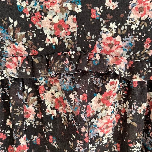 New Two Way  Italian MINI Black Floral Cipria DRESS Sz S - Picture 4 of 8